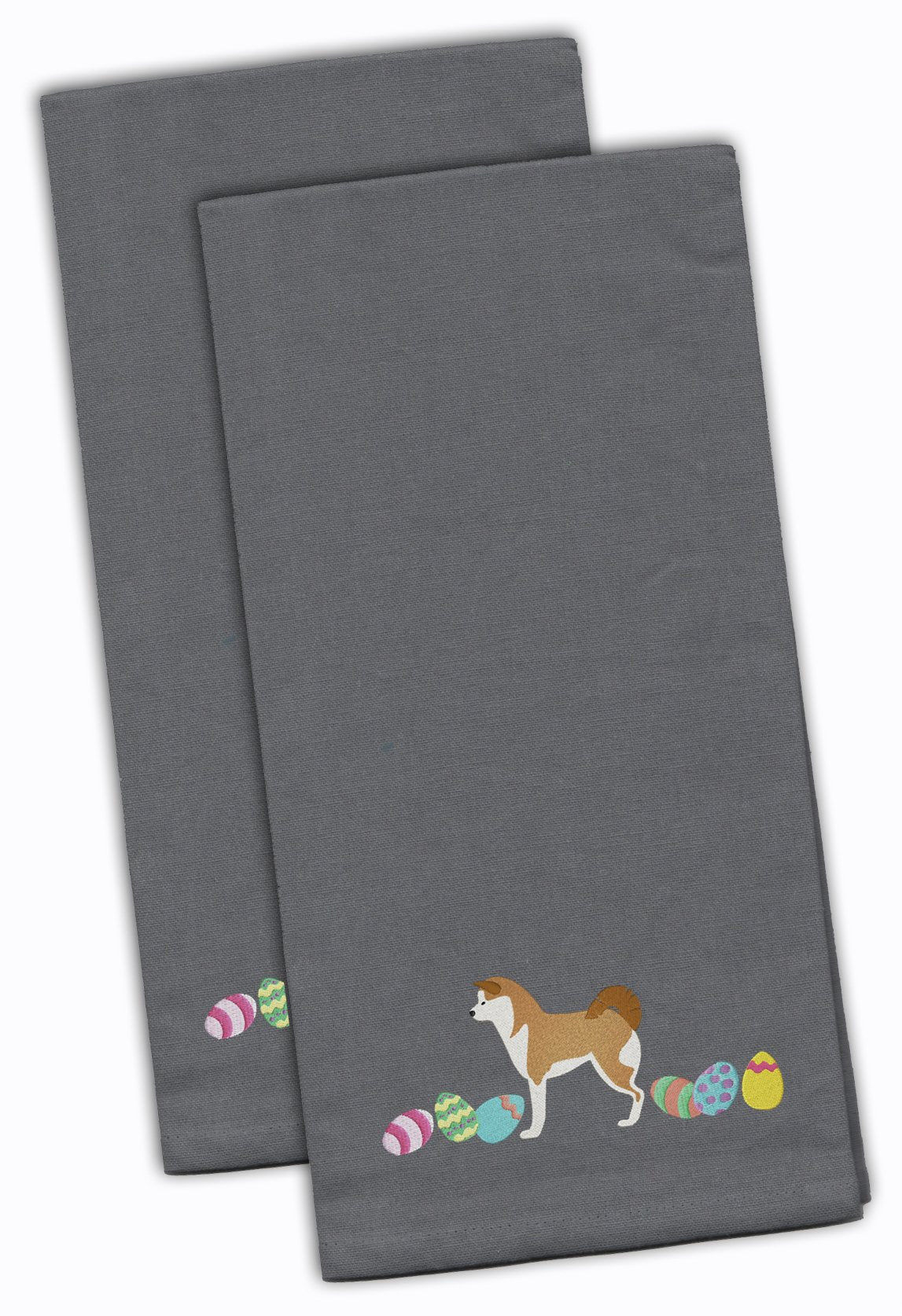 Akita Easter Gray Embroidered Towel Set of 2