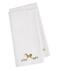 Akita Easter White Embroidered Towel Set of 2 Decorative Bathroom Guest Hand Towel for Hand, Face, Tea, Dishcloth, 19 X 25, White