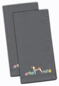 American Foxhound Easter Gray Embroidered Towel Set of 2