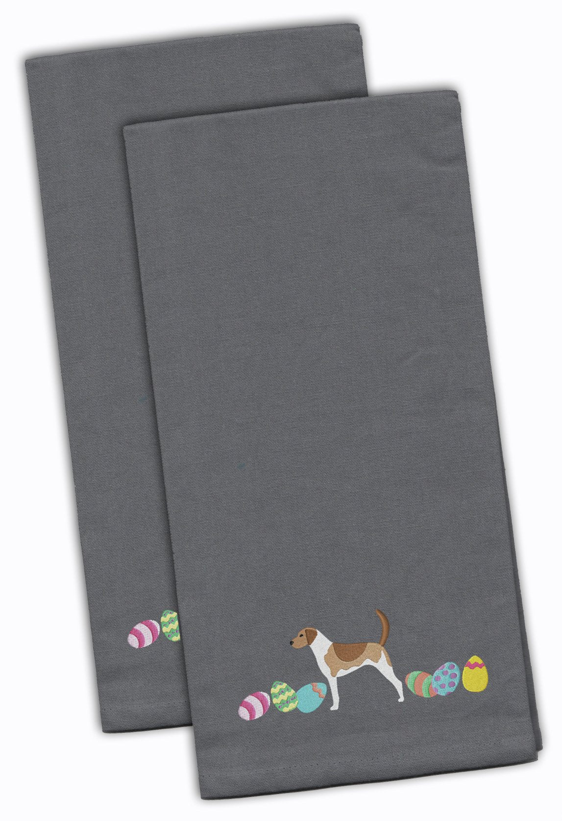 American Foxhound Easter Gray Embroidered Towel Set of 2