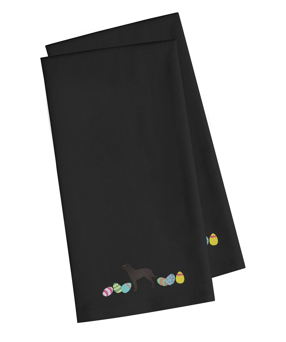American Water Spaniel Easter Black Embroidered Towel Set of 2 Decorative Bathroom Guest Hand Towel for Hand, Face, Tea, Dishcloth, 19 X 25, Black