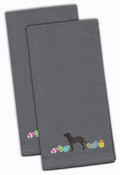 American Water Spaniel Easter Gray Embroidered Towel Set of 2