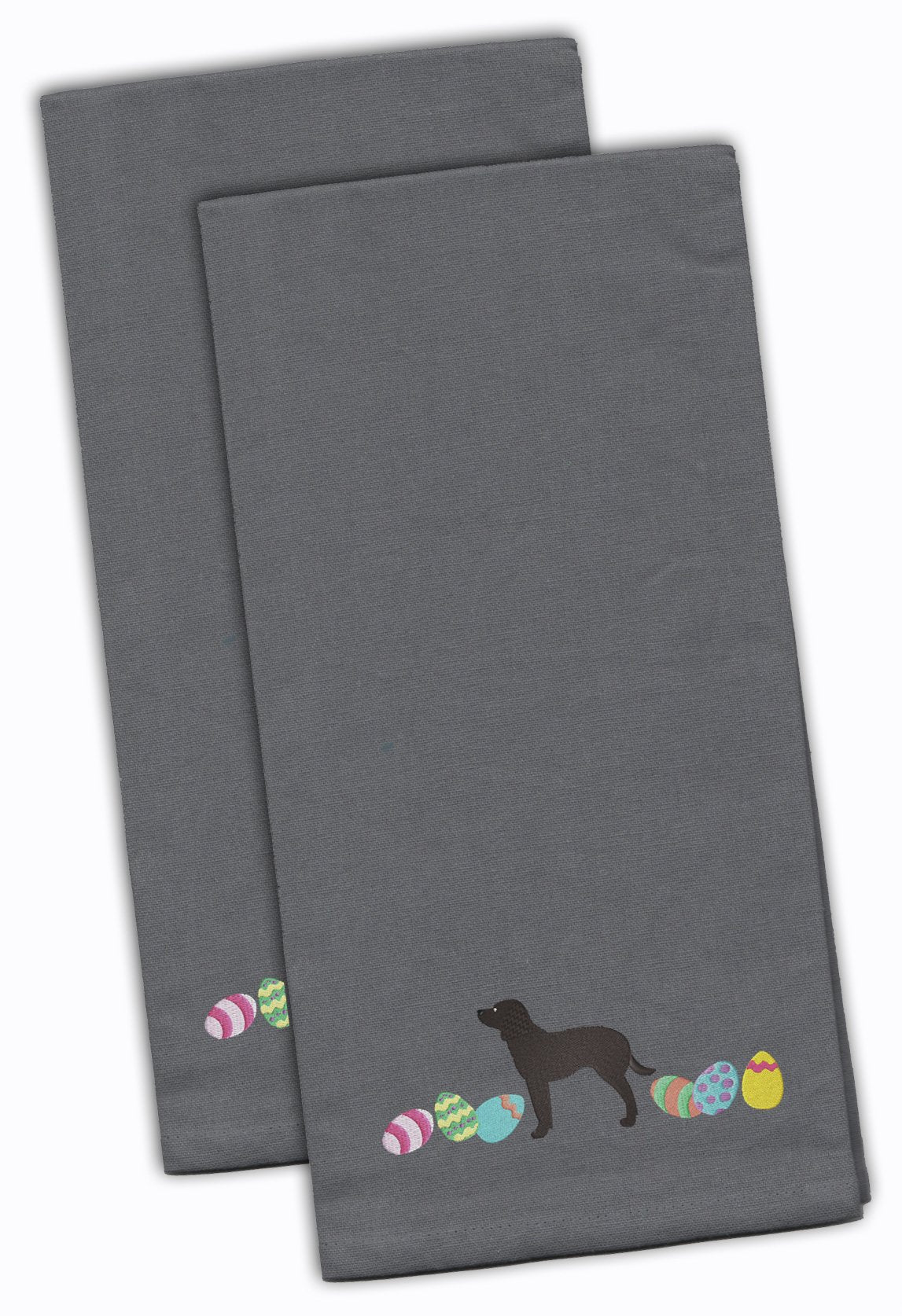 American Water Spaniel Easter Gray Embroidered Towel Set of 2