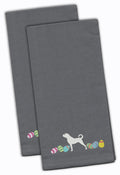 Anatolian Shepherd Easter Gray Embroidered Towel Set of 2