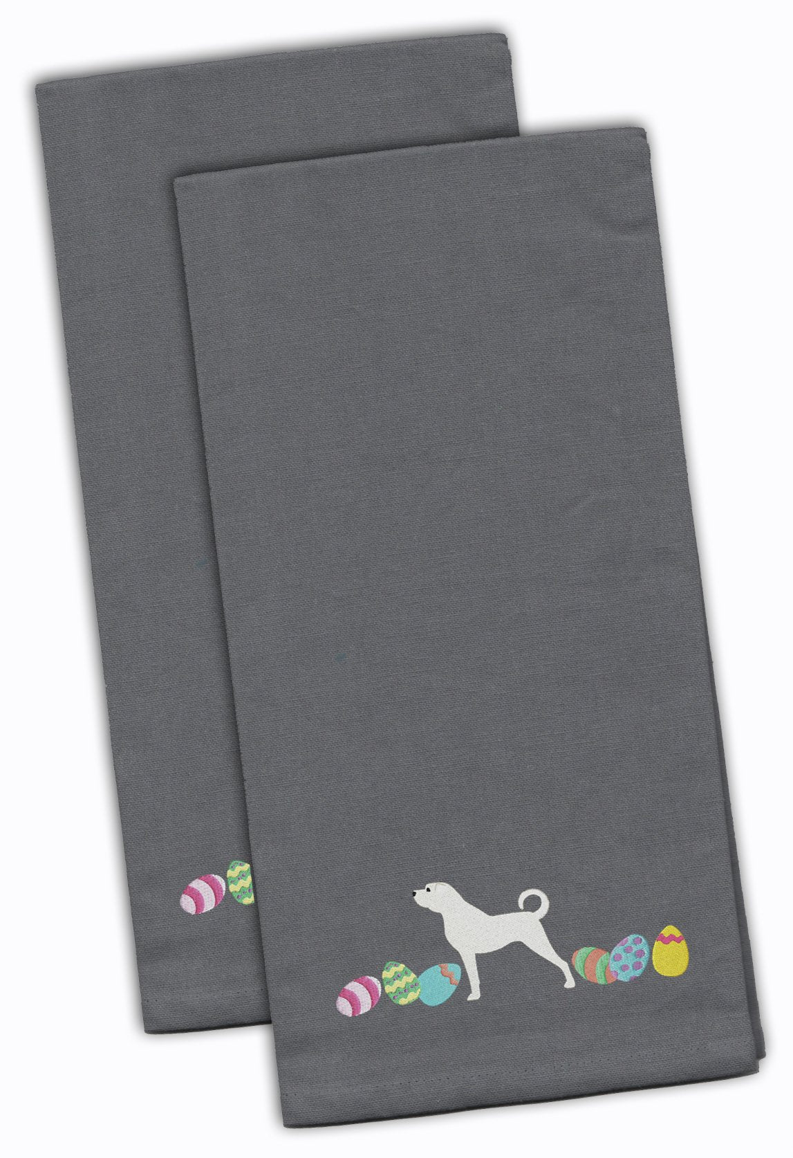 Anatolian Shepherd Easter Gray Embroidered Towel Set of 2