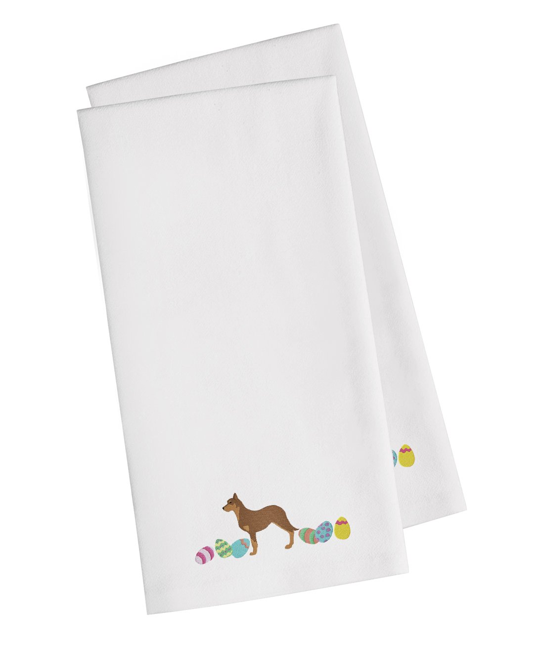 Australian Kelpie Easter White Embroidered Towel Set of 2 Decorative Bathroom Guest Hand Towel for Hand, Face, Tea, Dishcloth, 19 X 25, White