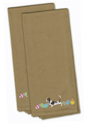Basset Hound Easter Tan Embroidered Towel Set of 2 Decorative Bathroom Guest Hand Towel for Hand, Face, Tea, Dishcloth, 19 X 25, Tan