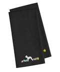 Bedlington Terrier Easter Black Embroidered Towel Set of 2 Decorative Bathroom Guest Hand Towel for Hand, Face, Tea, Dishcloth, 19 X 25, Black