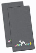 Bedlington Terrier Easter Gray Embroidered Towel Set of 2