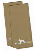 Bedlington Terrier Easter Tan Embroidered Towel Set of 2 Decorative Bathroom Guest Hand Towel for Hand, Face, Tea, Dishcloth, 19 X 25, Tan
