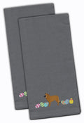 Belgian Sheepdog Easter Gray Embroidered Towel Set of 2