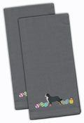 Bernese Mountain Dog Easter Gray Embroidered Towel Set of 2