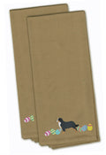 Bernese Mountain Dog Easter Tan Embroidered Towel Set of 2 Decorative Bathroom Guest Hand Towel for Hand, Face, Tea, Dishcloth, 19 X 25, Tan