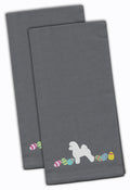 Bichon Frise Easter Gray Embroidered Towel Set of 2