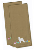Bichon Frise Easter Tan Embroidered Towel Set of 2 Decorative Bathroom Guest Hand Towel for Hand, Face, Tea, Dishcloth, 19 X 25, Tan