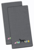 Black Labrador Retriever Easter Gray Embroidered Towel Set of 2