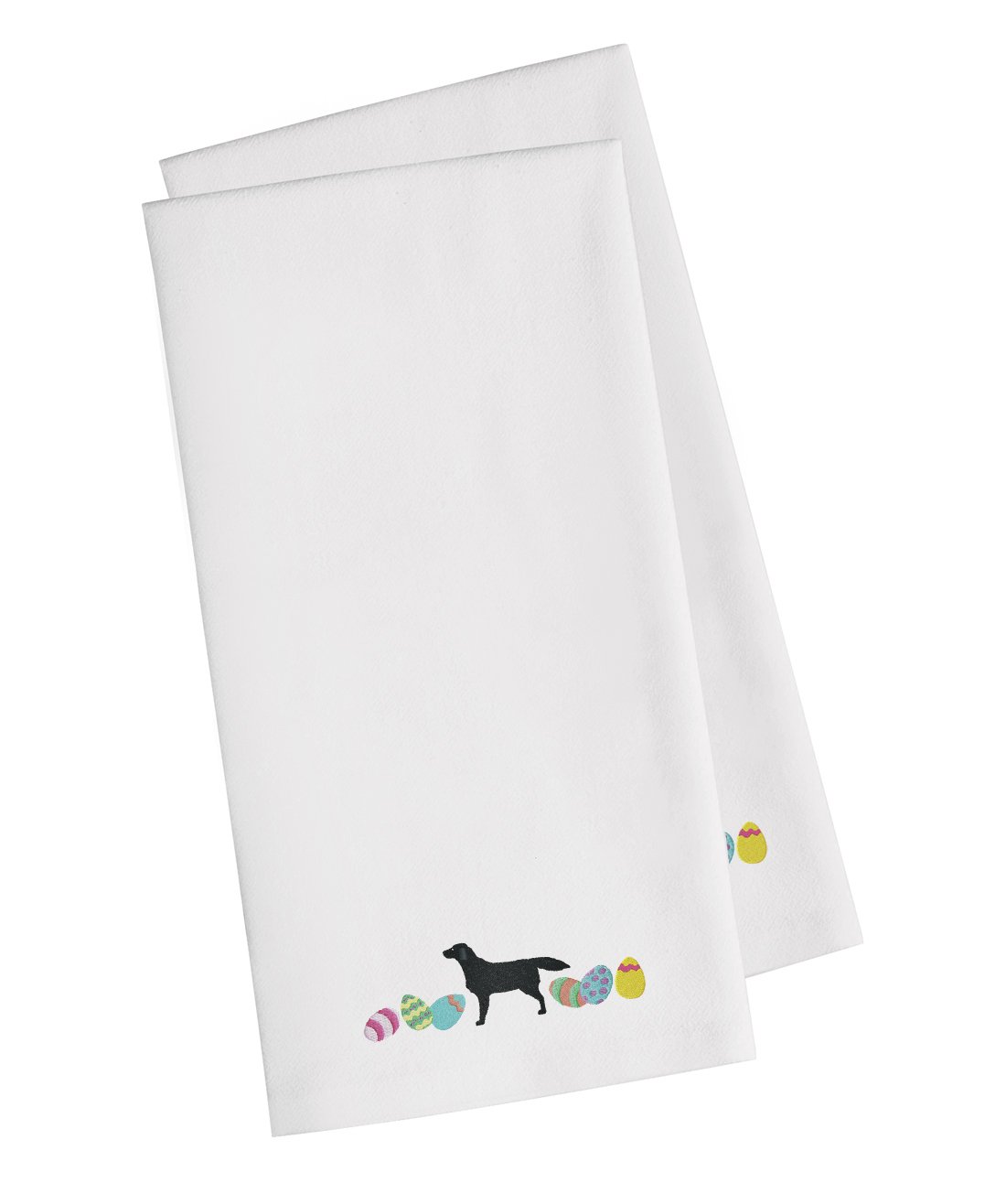 Black Labrador Retriever Easter White Embroidered Towel Set of 2 Decorative Bathroom Guest Hand Towel for Hand, Face, Tea, Dishcloth, 19 X 25, White