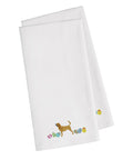 Bloodhound Easter White Embroidered Towel Set of 2 Decorative Bathroom Guest Hand Towel for Hand, Face, Tea, Dishcloth, 19 X 25, White