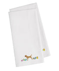 Border Terrier Easter White Embroidered Towel Set of 2 Decorative Bathroom Guest Hand Towel for Hand, Face, Tea, Dishcloth, 19 X 25, White
