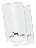 Boston Terrier Easter White Embroidered Plush Hand Towel Set of 2 Decorative Bathroom Guest Towel for Hand, Face, Hair, Tea, Dishcloth, Kitchen and Bath