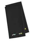 Briard Easter Black Embroidered Towel Set of 2 Decorative Bathroom Guest Hand Towel for Hand, Face, Tea, Dishcloth, 19 X 25, Black