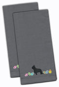 Briard Easter Gray Embroidered Towel Set of 2