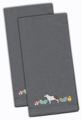 Bull Terrier Easter Gray Embroidered Towel Set of 2