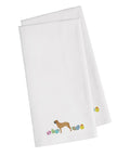 Bullmastiff Easter White Embroidered Towel Set of 2 Decorative Bathroom Guest Hand Towel for Hand, Face, Tea, Dishcloth, 19 X 25, White