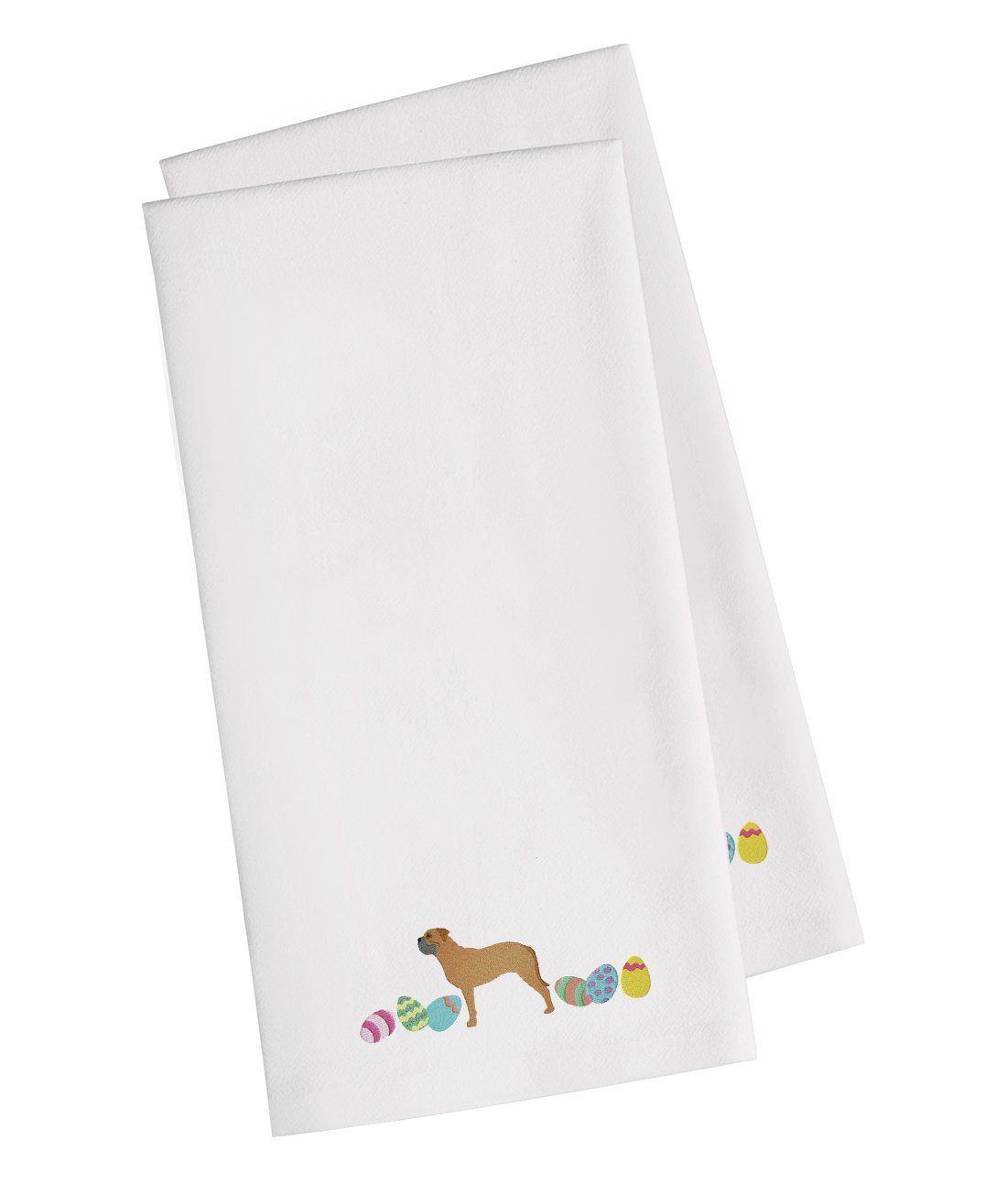 Bullmastiff Easter White Embroidered Towel Set of 2 Decorative Bathroom Guest Hand Towel for Hand, Face, Tea, Dishcloth, 19 X 25, White