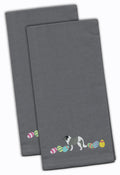 Grey Caucasian Shepherd Easter Gray Embroidered Towel Set of 2