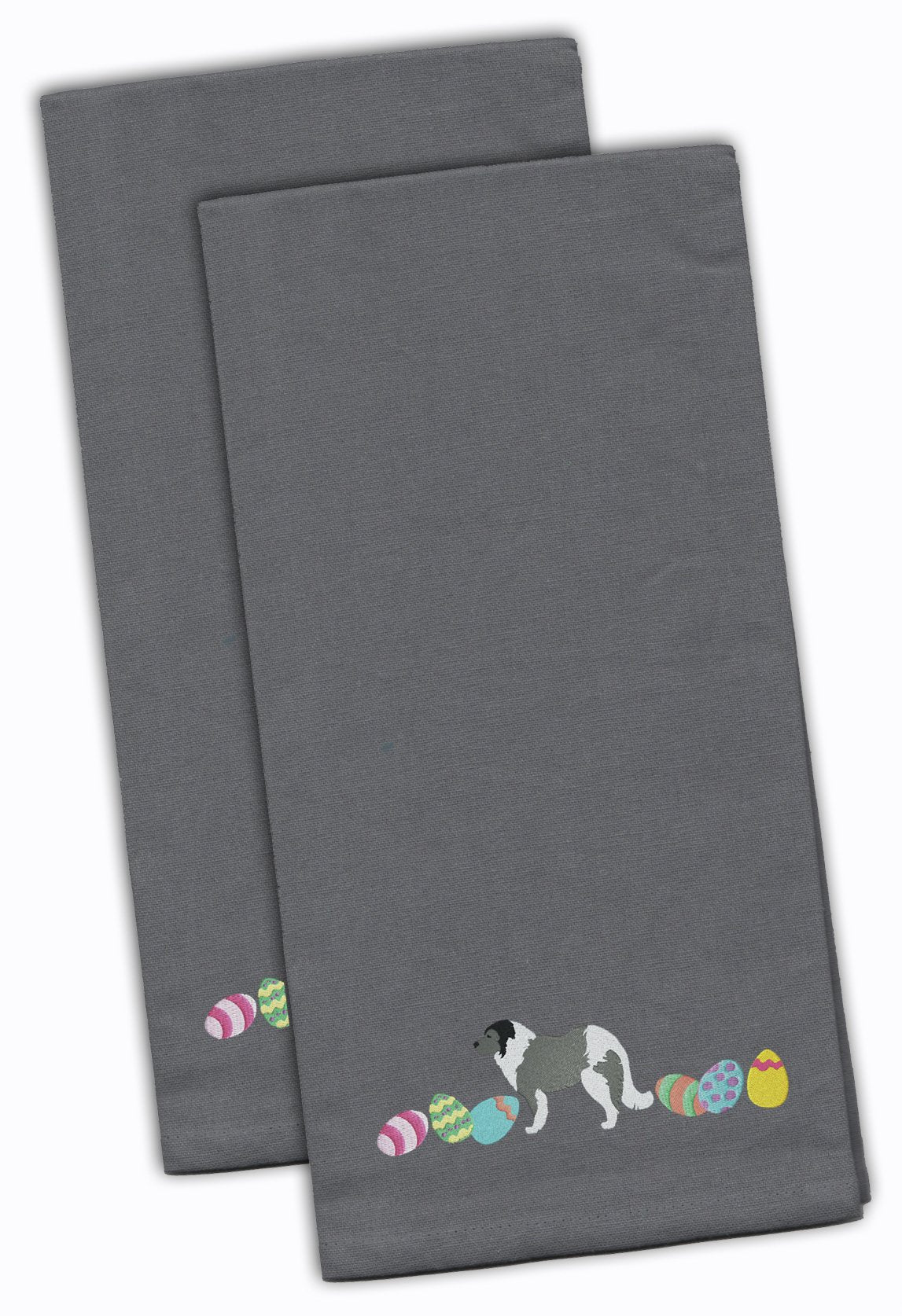 Grey Caucasian Shepherd Easter Gray Embroidered Towel Set of 2