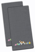 Cavalier Spaniel Easter Gray Embroidered Towel Set of 2