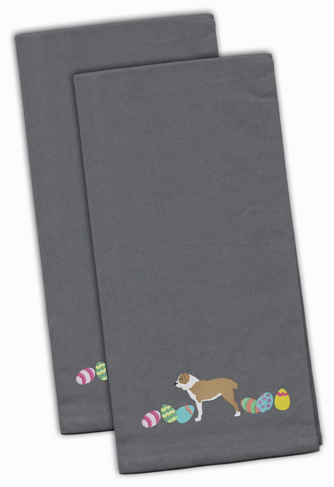 Central Asian Shepherd Easter Gray Embroidered Towel Set of 2