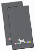 Chihuahua Easter Gray Embroidered Towel Set of 2