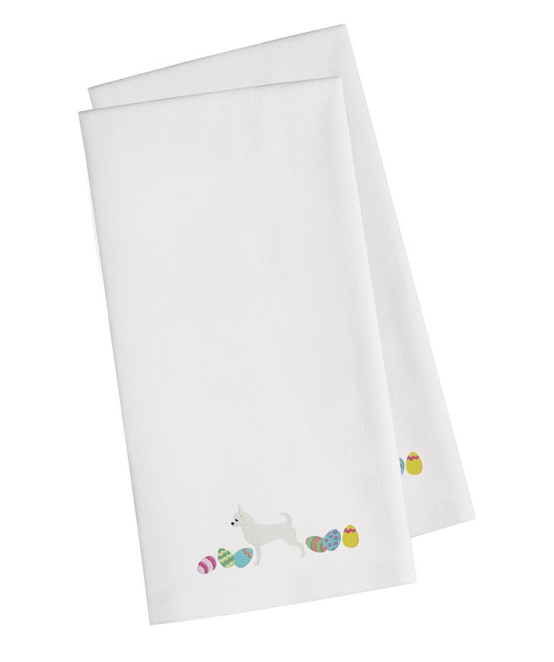 Chihuahua Easter White Embroidered Towel Set of 2 Decorative Bathroom Guest Hand Towel for Hand, Face, Tea, Dishcloth, 19 X 25, White