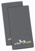 Chinese Crested Easter Gray Embroidered Towel Set of 2