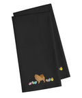 Chow Chow Easter Black Embroidered Towel Set of 2 Decorative Bathroom Guest Hand Towel for Hand, Face, Tea, Dishcloth, 19 X 25, Black