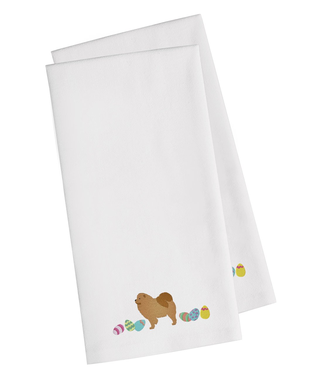Chow Chow Easter White Embroidered Towel Set of 2 Decorative Bathroom Guest Hand Towel for Hand, Face, Tea, Dishcloth, 19 X 25, White