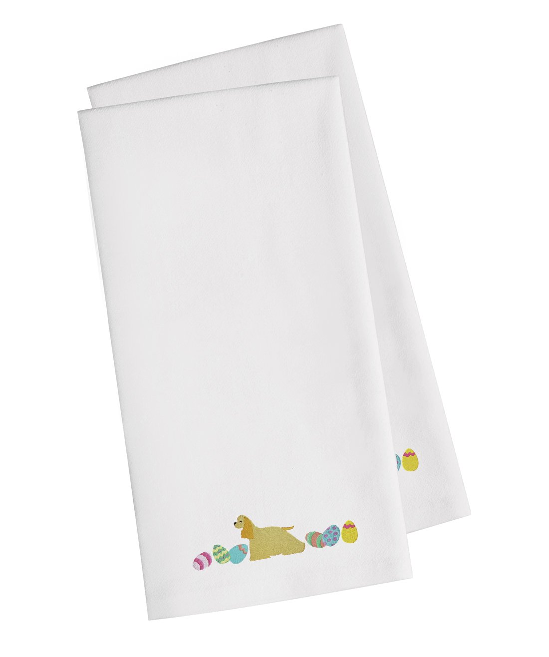 Cocker Spaniel Easter White Embroidered Towel Set of 2 Decorative Bathroom Guest Hand Towel for Hand, Face, Tea, Dishcloth, 19 X 25, White