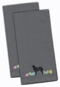 Croatian Sheepdog Easter Gray Embroidered Towel Set of 2