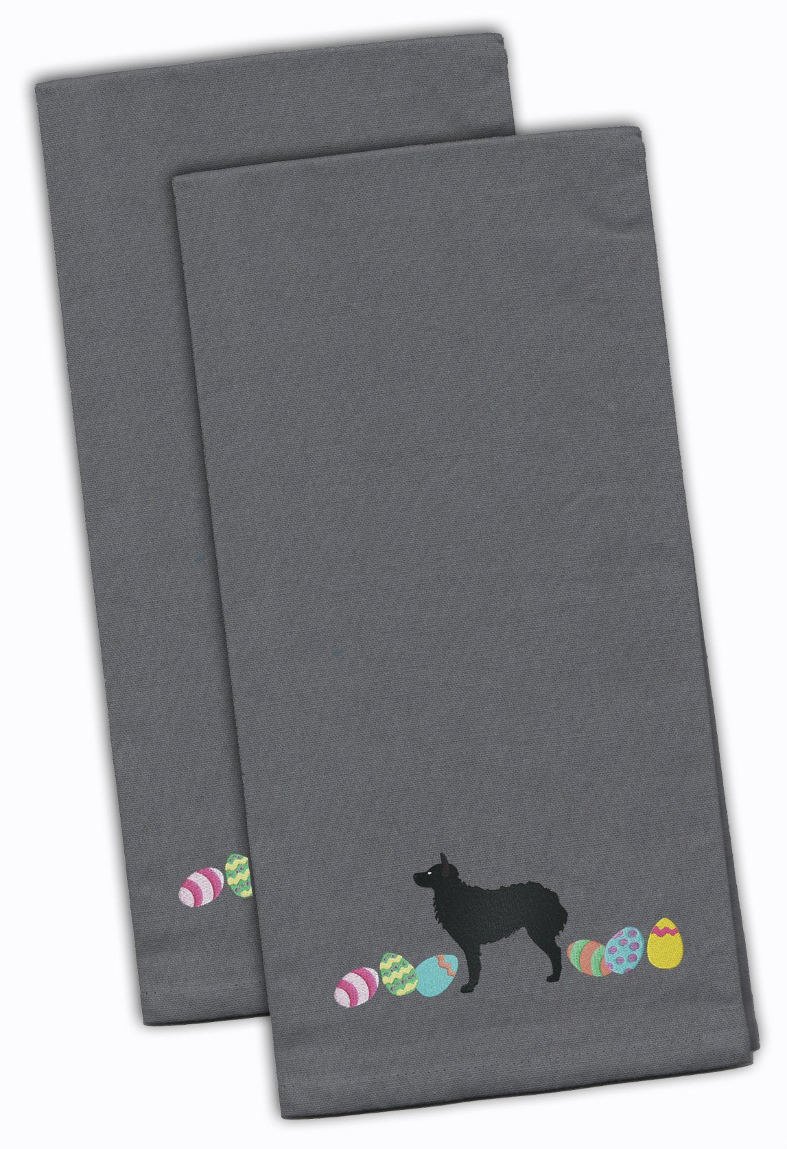 Croatian Sheepdog Easter Gray Embroidered Towel Set of 2