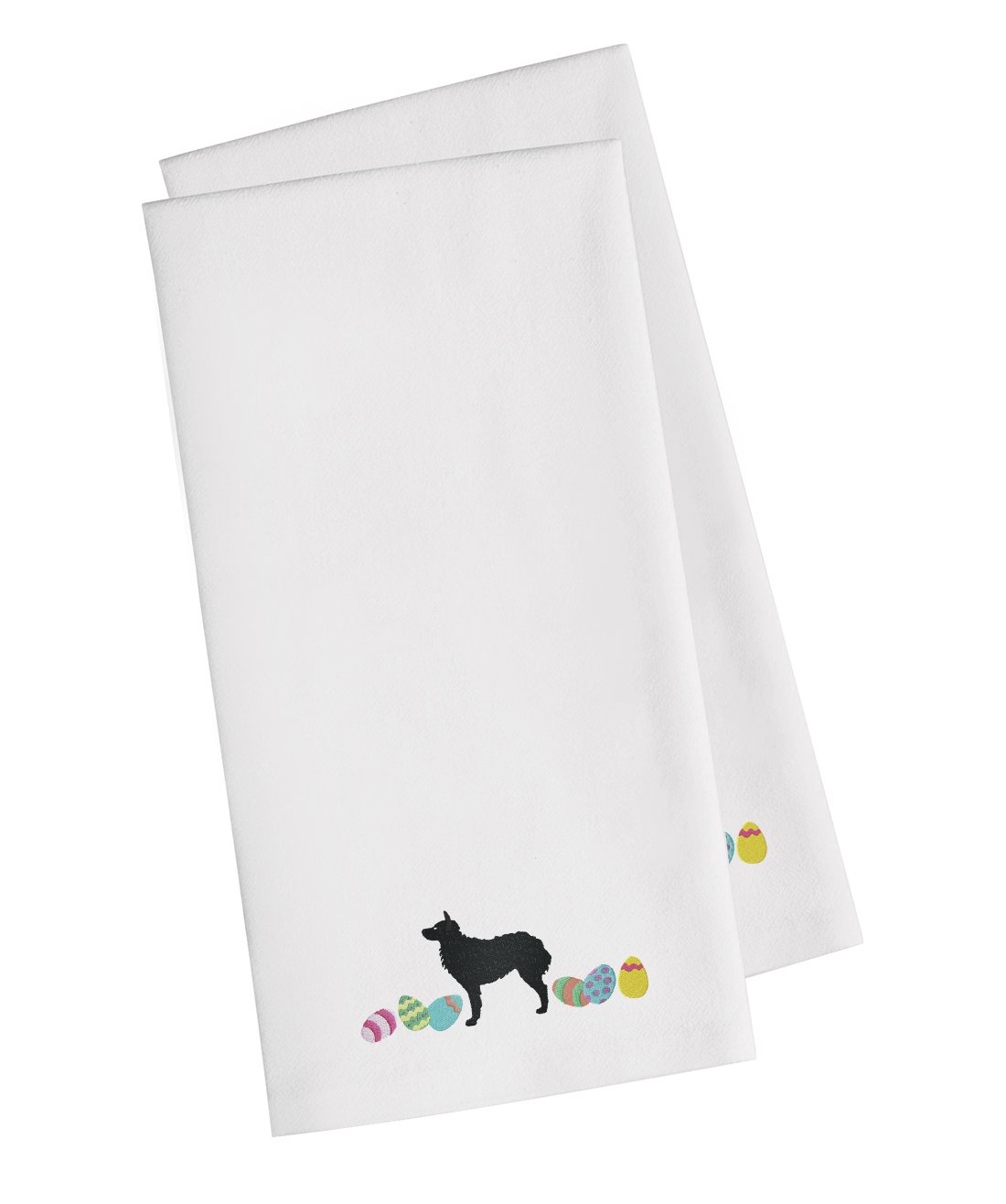 Croatian Sheepdog Easter White Embroidered Towel Set of 2 Decorative Bathroom Guest Hand Towel for Hand, Face, Tea, Dishcloth, 19 X 25, White