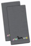 Dachshund Easter Gray Embroidered Towel Set of 2