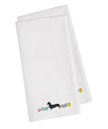 Dachshund Easter White Embroidered Towel Set of 2 Decorative Bathroom Guest Hand Towel for Hand, Face, Tea, Dishcloth, 19 X 25, White