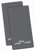 Dalmatian Easter Gray Embroidered Towel Set of 2