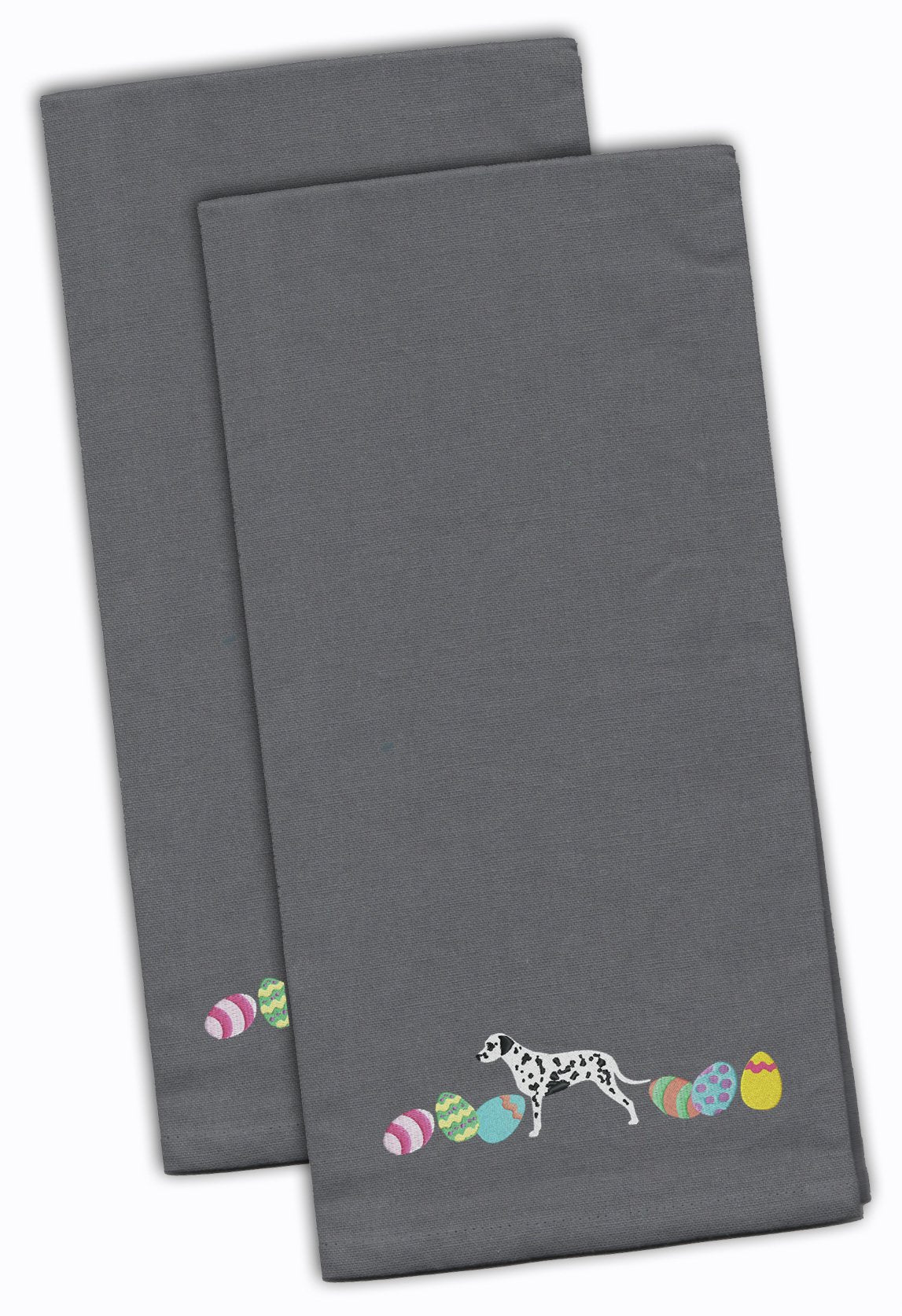 Dalmatian Easter Gray Embroidered Towel Set of 2