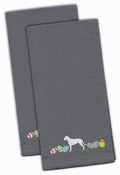 Pit Bull Terrier Easter Gray Embroidered Towel Set of 2