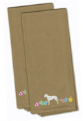 Pit Bull Terrier Easter Tan Embroidered Towel Set of 2 Decorative Bathroom Guest Hand Towel for Hand, Face, Tea, Dishcloth, 19 X 25, Tan