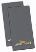 English Cocker Spaniel Easter Gray Embroidered Towel Set of 2