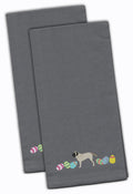 English Mastiff Easter Gray Embroidered Towel Set of 2